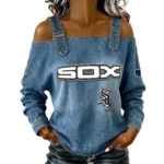 Chicago White Sox Women's Off-Shoulder Long Sleeve Top Shoulder Straps
