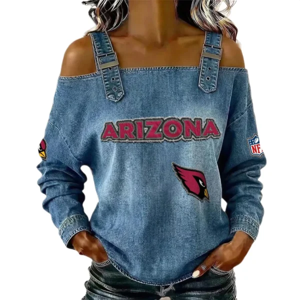 Arizona Cardinals Women's Off-Shoulder Long Sleeve Top with Shoulder Straps