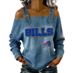 Buffalo Bills Women's Off-Shoulder Long Sleeve Top with Shoulder Straps