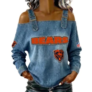 Chicago Bears Women's Off-Shoulder Long Sleeve Top with Shoulder Straps