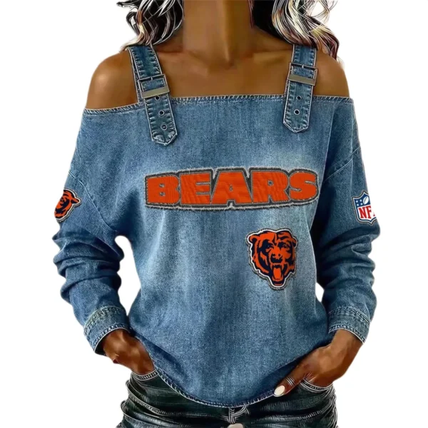 Chicago Bears Women's Off-Shoulder Long Sleeve Top with Shoulder Straps