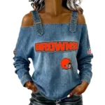 Cleveland Browns Women's Off-Shoulder Long Sleeve Top with Shoulder Straps
