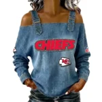 Kansas City Chiefs Women's Off-Shoulder Long Sleeve Top with Shoulder Straps