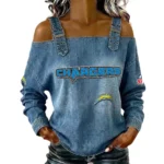 Los Angeles Chargers Women's Off-Shoulder Long Sleeve Top with Shoulder Straps