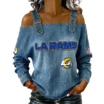 Los Angeles Rams Women's Off-Shoulder Long Sleeve Top with Shoulder Straps