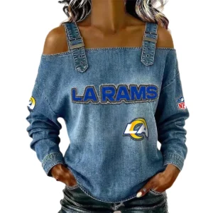 Los Angeles Rams Women's Off-Shoulder Long Sleeve Top with Shoulder Straps