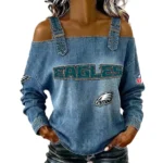 Philadelphia Eagles Women's Off-Shoulder Long Sleeve Top with Shoulder Straps