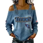 Tennessee Titans Women's Off-Shoulder Long Sleeve Top with Shoulder Straps