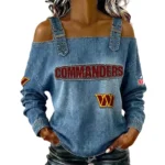 Washington Commanders Women's Off-Shoulder Long Sleeve Top with Shoulder Straps