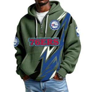 Philadelphia 76ers Waffle Knit Hoodie Quarter Zip 2026 Limited