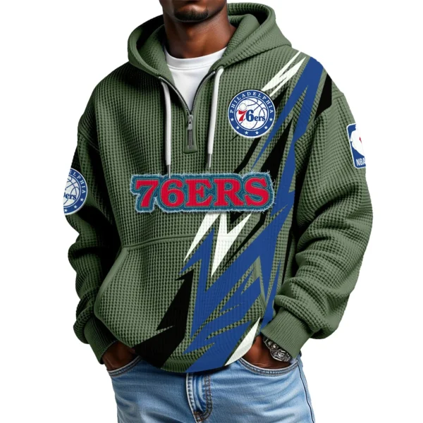 Philadelphia 76ers Waffle Knit Hoodie Quarter Zip 2026 Limited