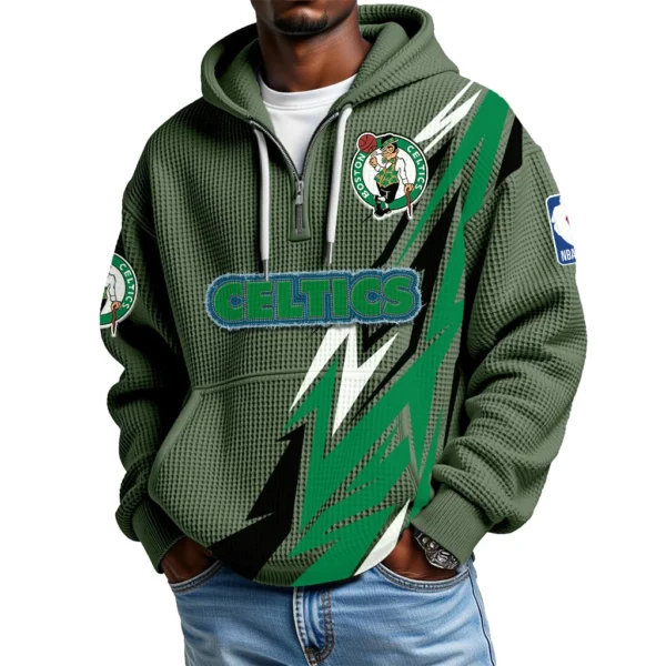 Boston Celtics Waffle Knit Hoodie Quarter Zip 2026 Limited
