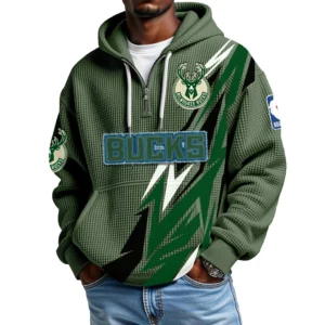 Milwaukee Bucks Waffle Knit Hoodie Quarter Zip 2026 Limited