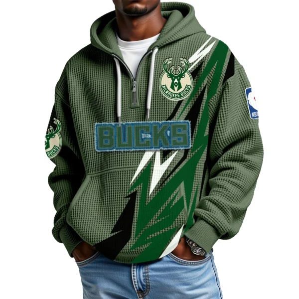 Milwaukee Bucks Waffle Knit Hoodie Quarter Zip 2026 Limited