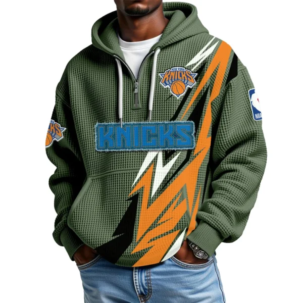 New York Knicks Waffle Knit Hoodie Quarter Zip 2026 Limited