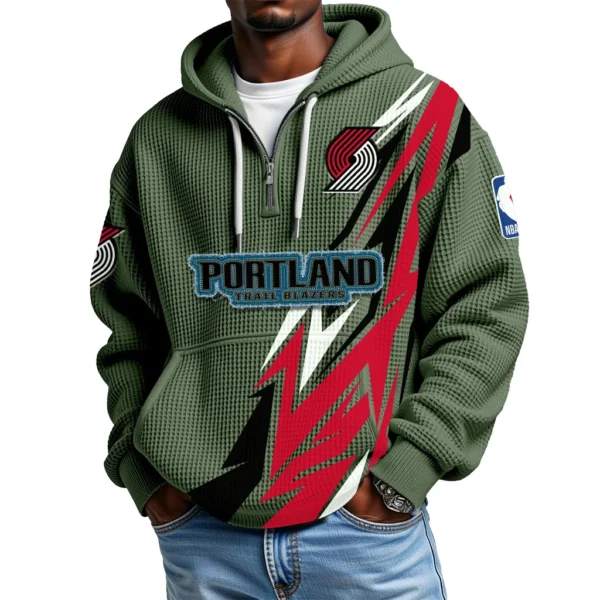 Portland Trail Blazers Waffle Knit Hoodie Quarter Zip 2026 Limited