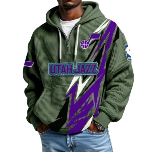 Utah Jazz Waffle Knit Hoodie Quarter Zip 2026 Limited