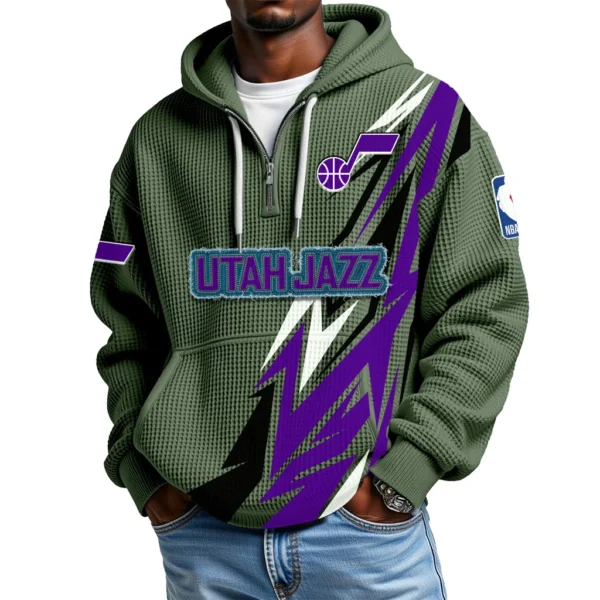 Utah Jazz Waffle Knit Hoodie Quarter Zip 2026 Limited