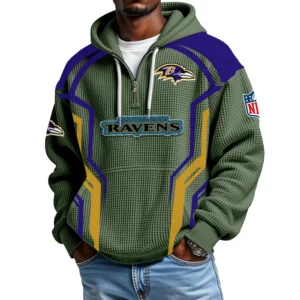 Baltimore Ravens Men's Waffle Knit Hoodie Quarter Zip 2026 Limited