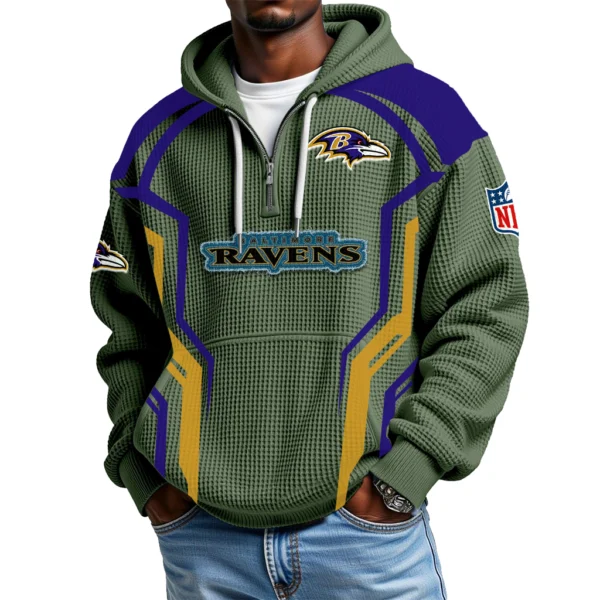 Baltimore Ravens Men's Waffle Knit Hoodie Quarter Zip 2026 Limited