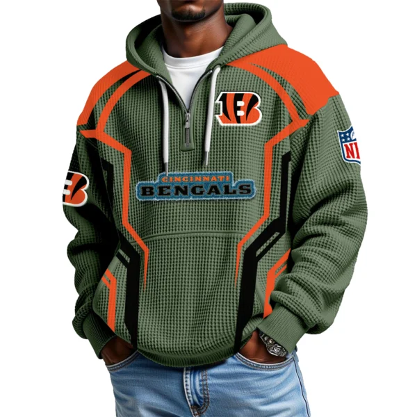 Cincinnati Bengals Men's Waffle Knit Hoodie Quarter Zip 2026 Limited