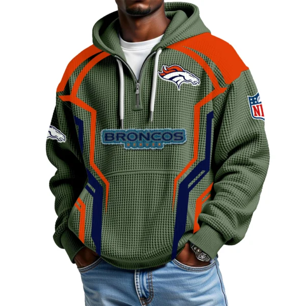 Denver Broncos Men's Waffle Knit Hoodie Quarter Zip 2026 Limited