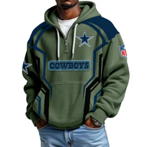 Dallas Cowboys Men's Waffle Knit Hoodie Quarter Zip 2026 Limited
