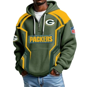 Green Bay Packers Men's Waffle Knit Hoodie Quarter Zip 2026 Limited