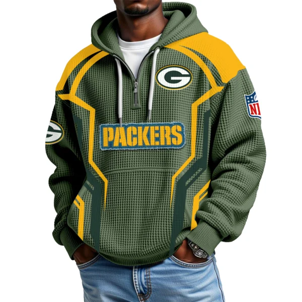 Green Bay Packers Men's Waffle Knit Hoodie Quarter Zip 2026 Limited