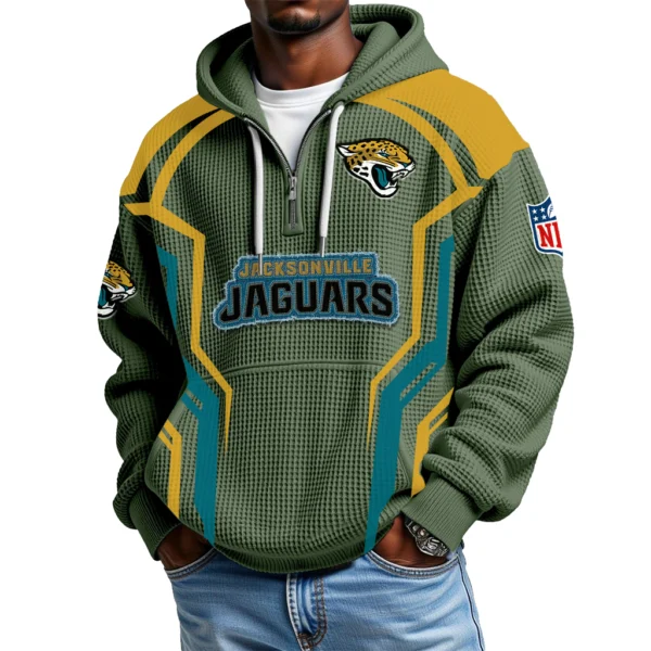 Jacksonville Jaguars Men's Waffle Knit Hoodie Quarter Zip 2026 Limited