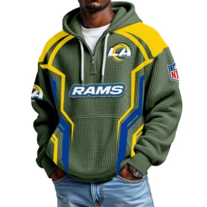 Los Angeles Rams Men's Waffle Knit Hoodie Quarter Zip 2026 Limited