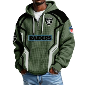 Las Vegas Raiders Men's Waffle Knit Hoodie Quarter Zip 2026 Limited