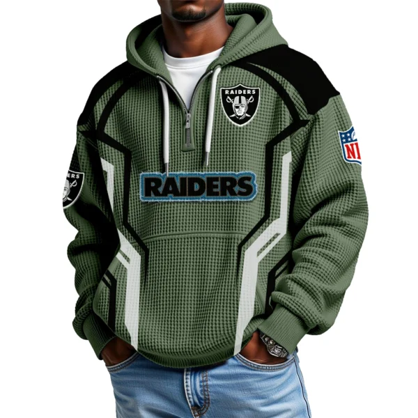 Las Vegas Raiders Men's Waffle Knit Hoodie Quarter Zip 2026 Limited