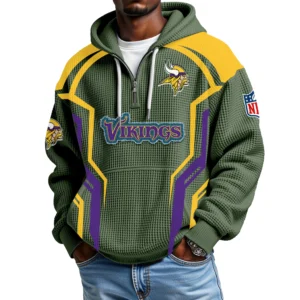 Minnesota Vikings Men's Waffle Knit Hoodie Quarter Zip 2026 Limited