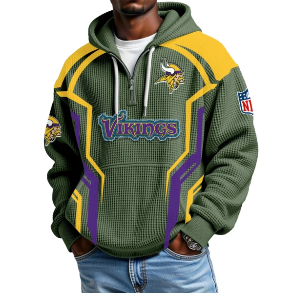 Minnesota Vikings Men's Waffle Knit Hoodie Quarter Zip 2026 Limited