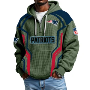New England Patriots Men's Waffle Knit Hoodie Quarter Zip 2026 Limited