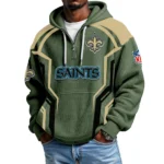 New Orleans Saints Men's Waffle Knit Hoodie Quarter Zip 2026 Limited