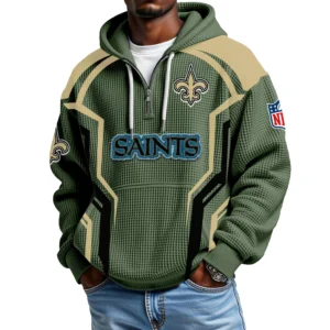 New Orleans Saints Men's Waffle Knit Hoodie Quarter Zip 2026 Limited