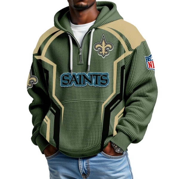 New Orleans Saints Men's Waffle Knit Hoodie Quarter Zip 2026 Limited