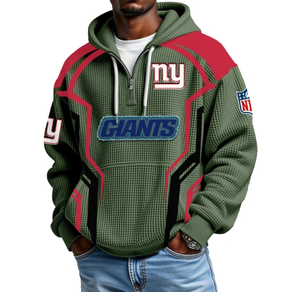 New York Giants Men's Waffle Knit Hoodie Quarter Zip 2026 Limited