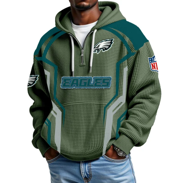 Philadelphia Eagles Men's Waffle Knit Hoodie Quarter Zip 2026 Limited