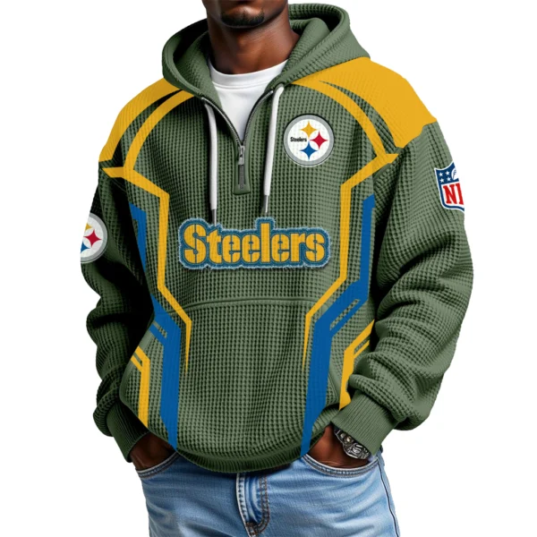 Pittsburgh Steelers Men's Waffle Knit Hoodie Quarter Zip 2026 Limited