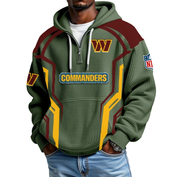 Washington Commanders Men's Waffle Knit Hoodie Quarter Zip 2026 Limited