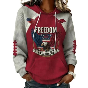 Arkansas Razorbacks x Freedom American Women’s Waffle Pullover Hoodie 2026 Limited