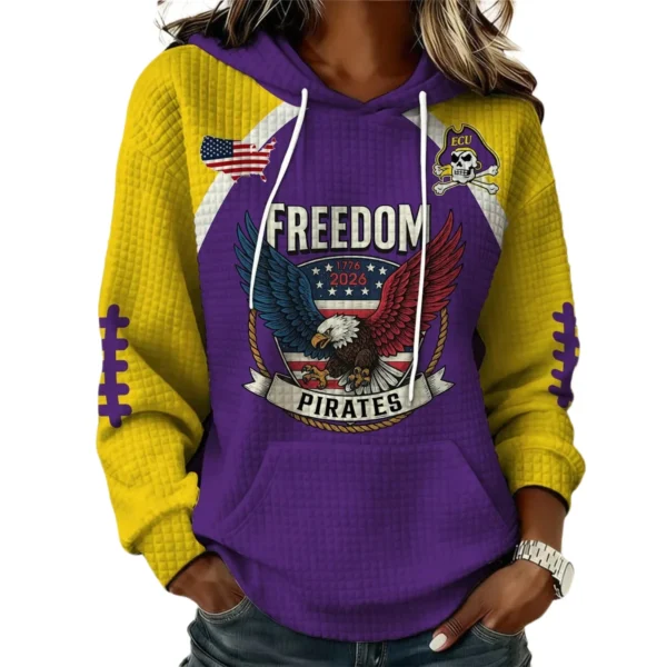 East Carolina Pirates x Freedom American Women’s Waffle Pullover Hoodie 2026 Limited