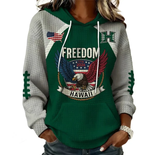 Hawaii Rainbow Warriors x Freedom American Women’s Waffle Pullover Hoodie 2026 Limited