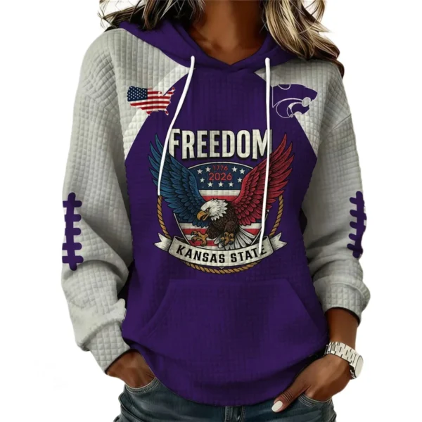 Kansas State Wildcats x Freedom American Women’s Waffle Pullover Hoodie 2026 Limited