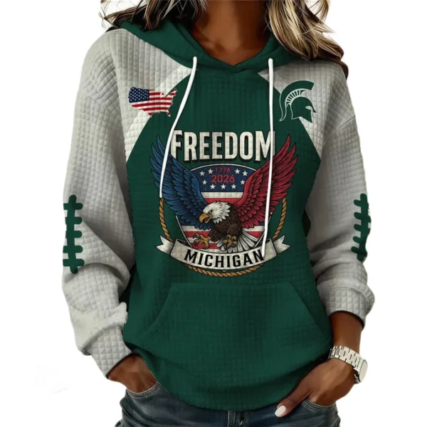 Michigan State Spartans x Freedom American Women’s Waffle Pullover Hoodie 2026 Limited