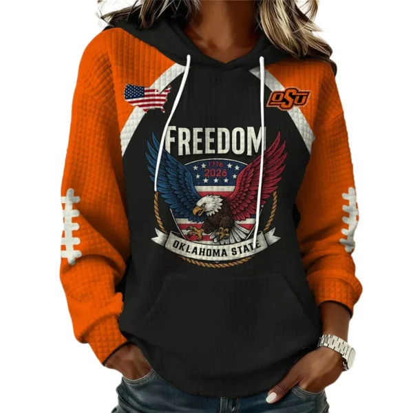 Oklahoma State Cowboys x Freedom American Women’s Waffle Pullover Hoodie 2026 Limited