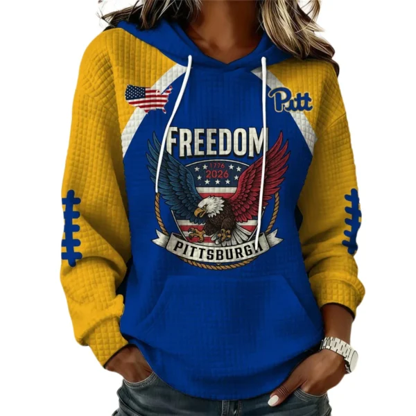 Pittsburgh Panthers x Freedom American Women’s Waffle Pullover Hoodie 2026 Limited